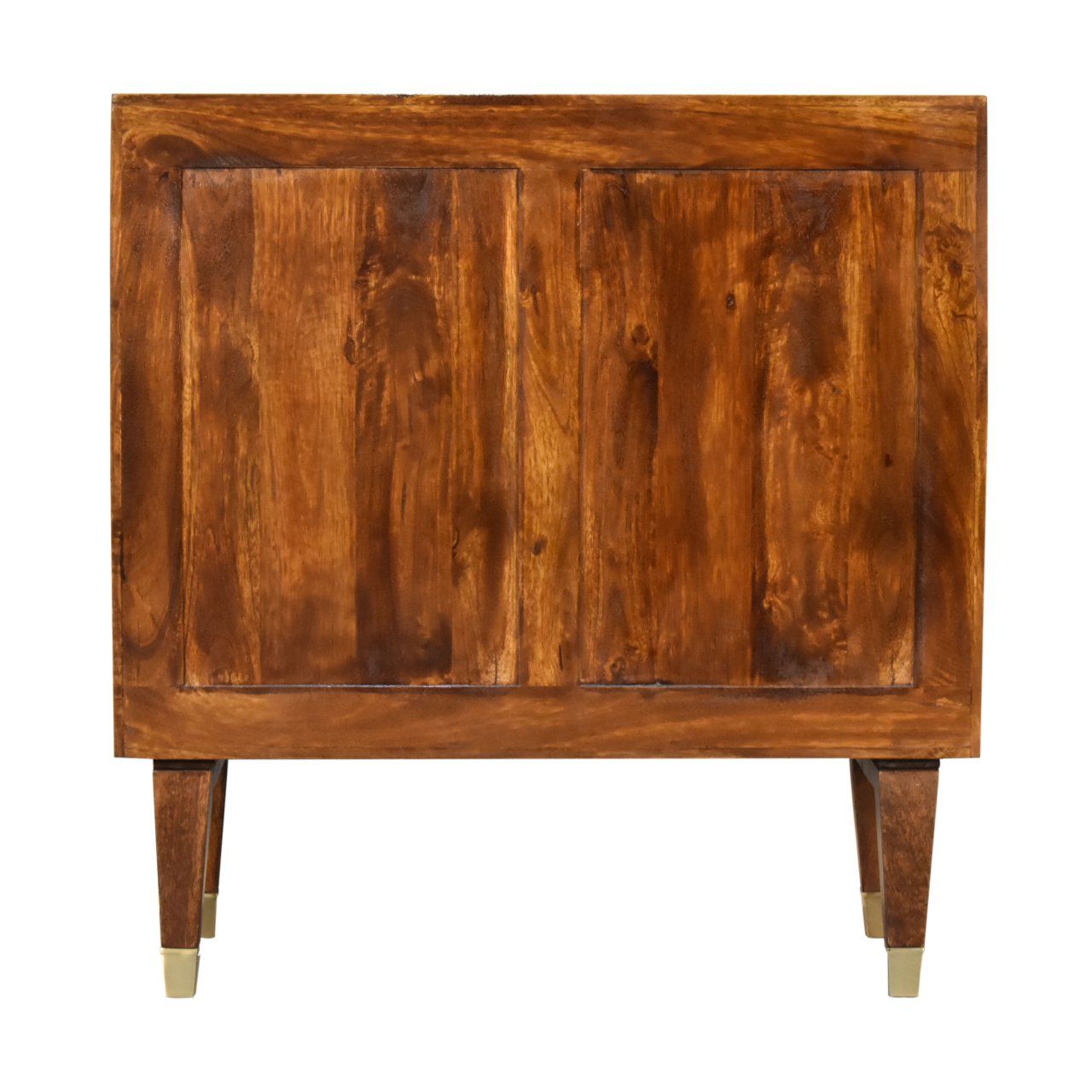 Solid Mango Wood Chestnut Finished 2 Door Brass Front Eden Cabinet - Image 9