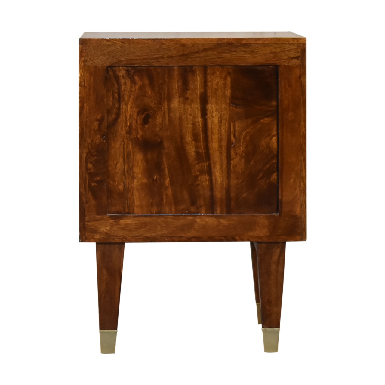 Solid Mango Wood Chestnut Finished 2 Drawer Brass Front Eden Bedside - Image 9