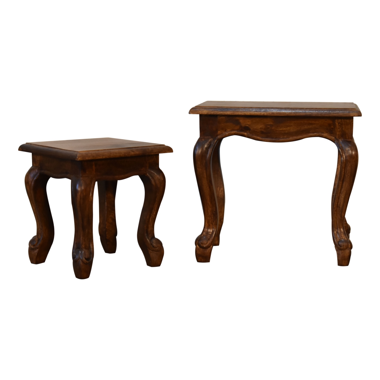 Solid Mango Wood Chestnut Finished 2 Stool Set - Image 5