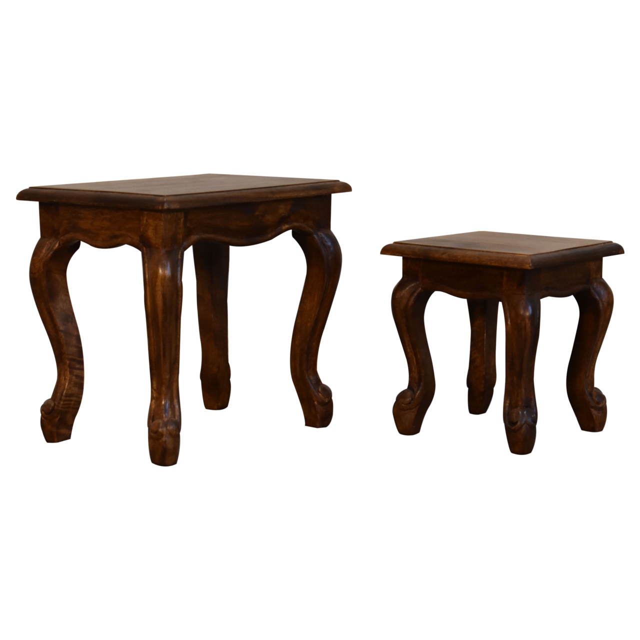 Solid Mango Wood Chestnut Finished 2 Stool Set - Image 6