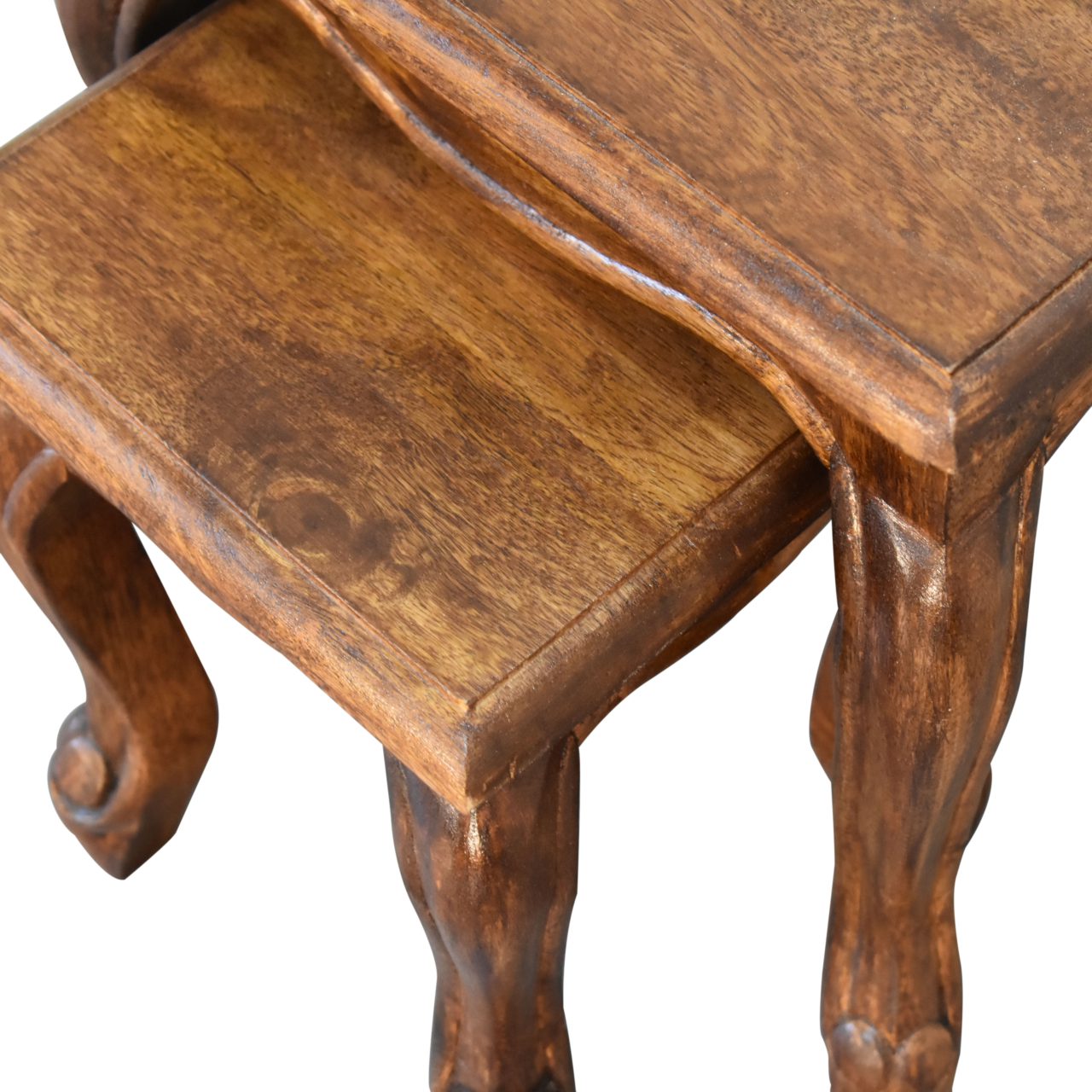 Solid Mango Wood Chestnut Finished 2 Stool Set - Image 9