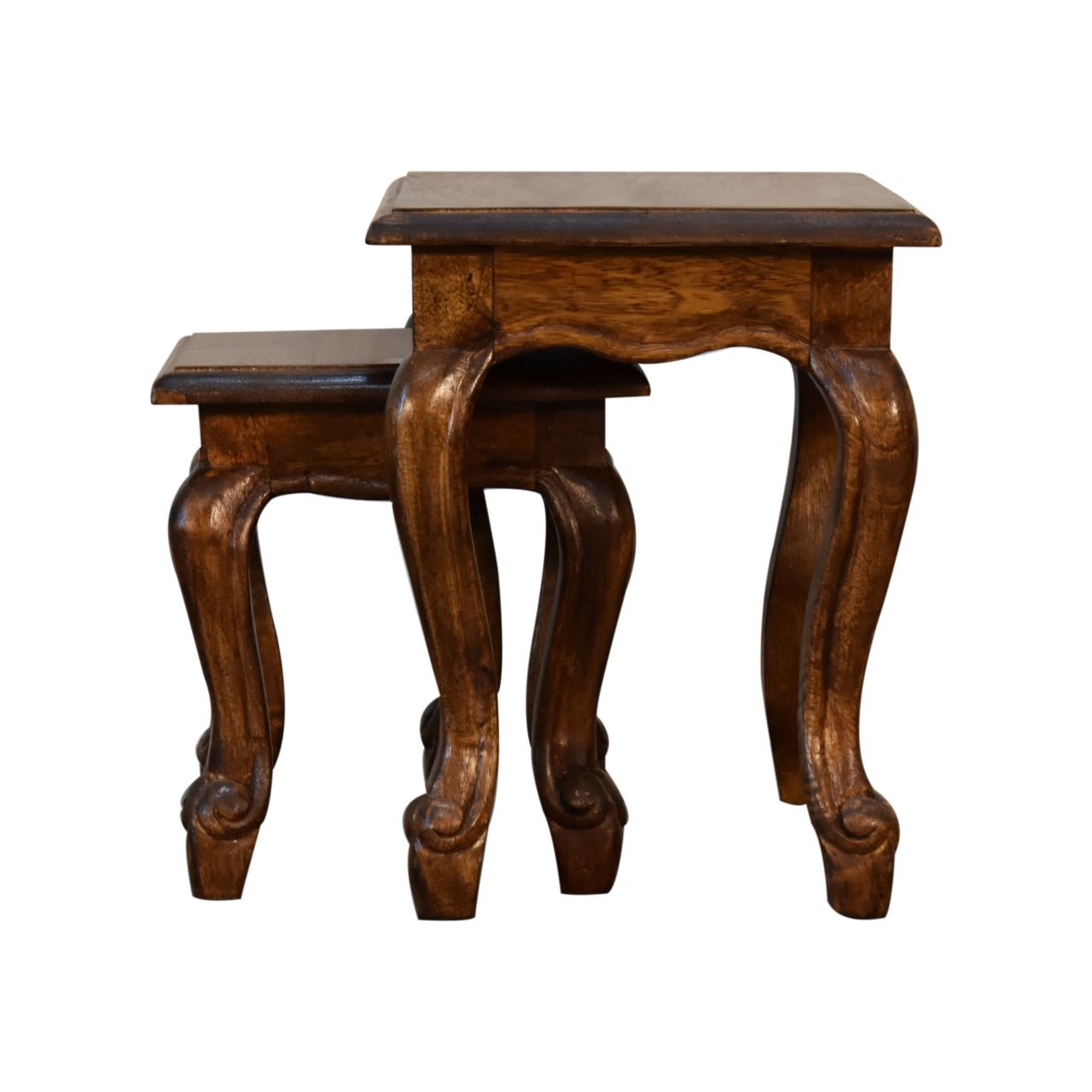 Solid Mango Wood Chestnut Finished 2 Stool Set - Image 8