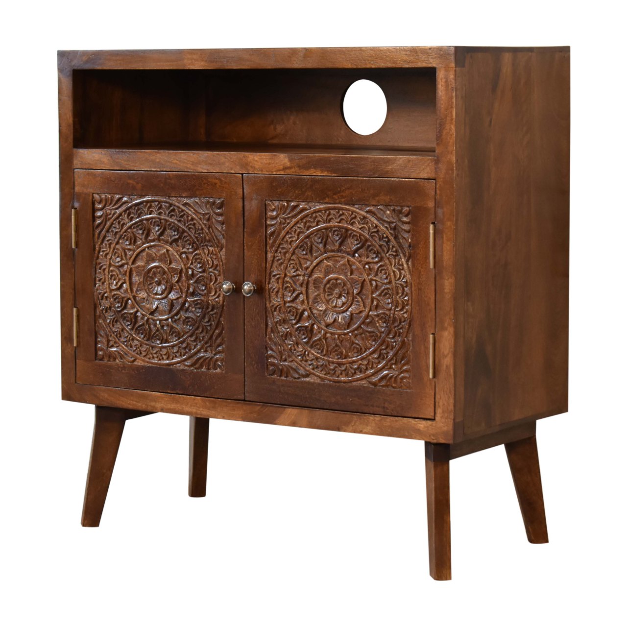 Solid Mango Wood Tova Open Shelf Cabinet - Image 3