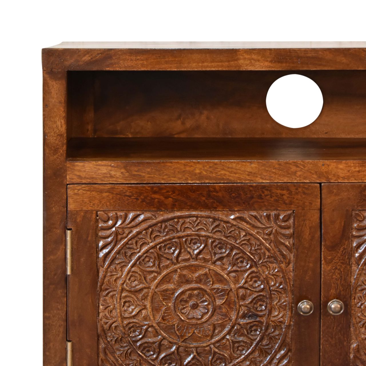 Solid Mango Wood Tova Open Shelf Cabinet - Image 4