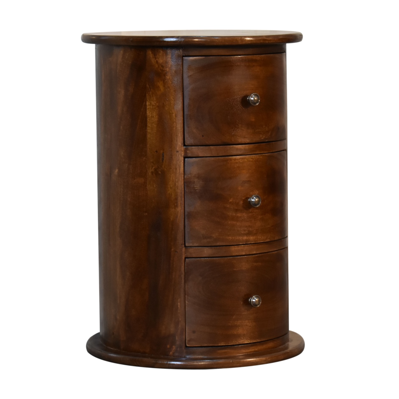 Solid Mango Wood Chestnut Finished 3 Drawer Drum Chest - Image 2