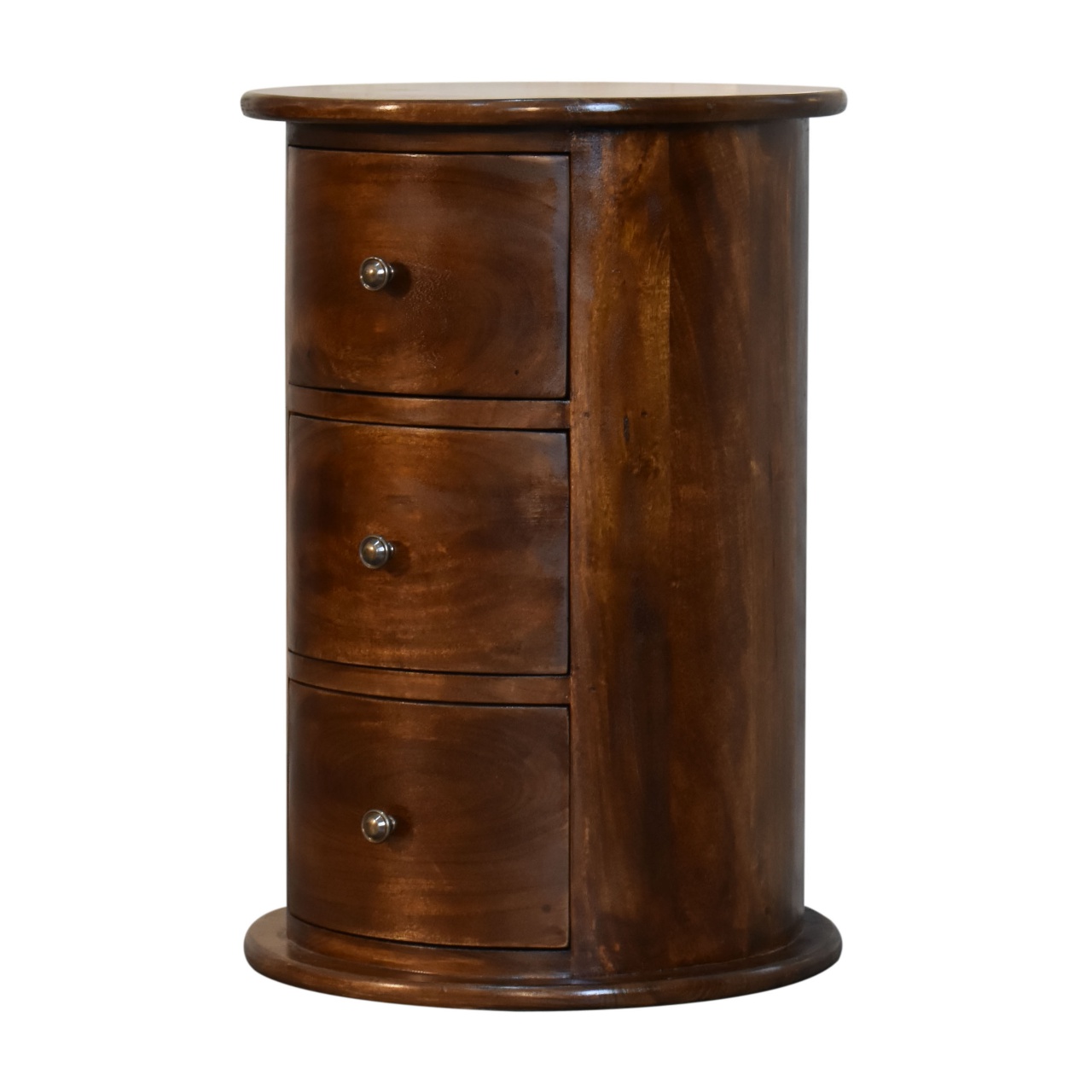 Solid Mango Wood Chestnut Finished 3 Drawer Drum Chest - Image 3