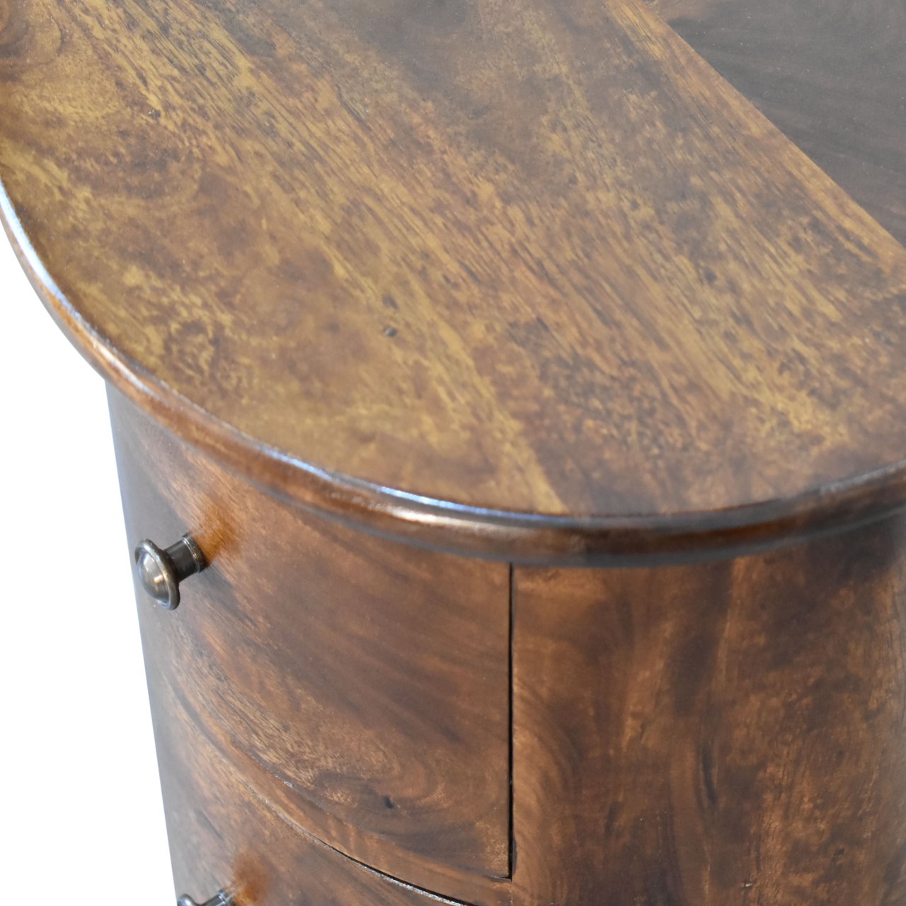 Solid Mango Wood Chestnut Finished 3 Drawer Drum Chest - Image 5