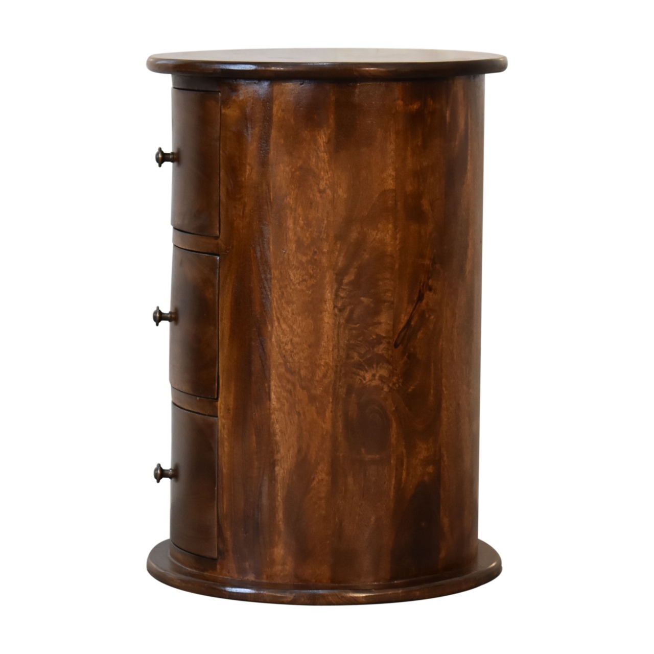 Solid Mango Wood Chestnut Finished 3 Drawer Drum Chest - Image 8