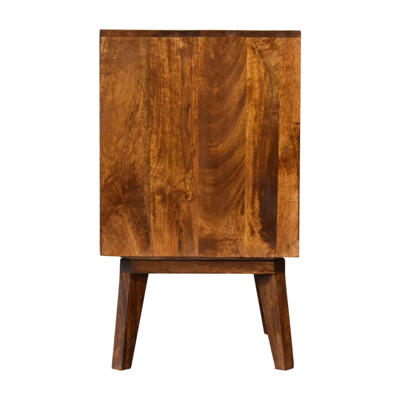 Solid Mango Wood Chestnut Finished Diamond Patterned 1 Door Bedside - Image 8