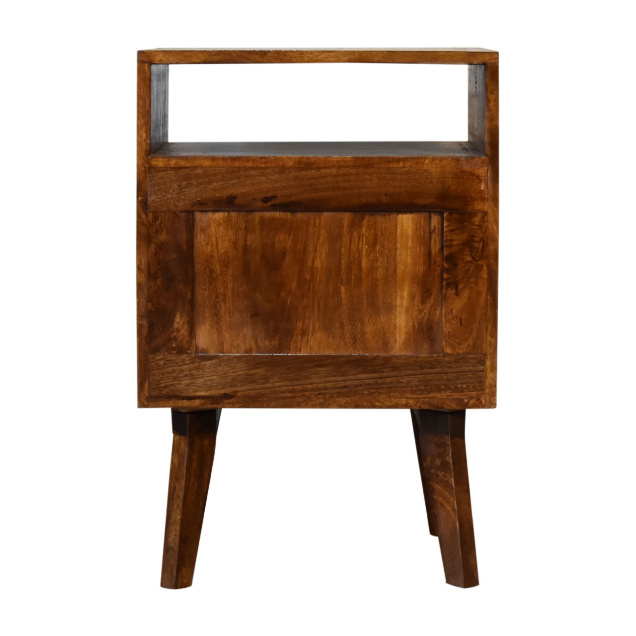 Solid Mango Wood Chestnut Finished Diamond Patterned 1 Door Bedside - Image 9