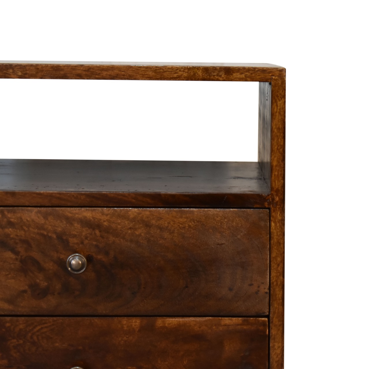 Solid Mango Wood Chestnut Finished 2 Drawers 1 Slot Classic Bedside - Image 4
