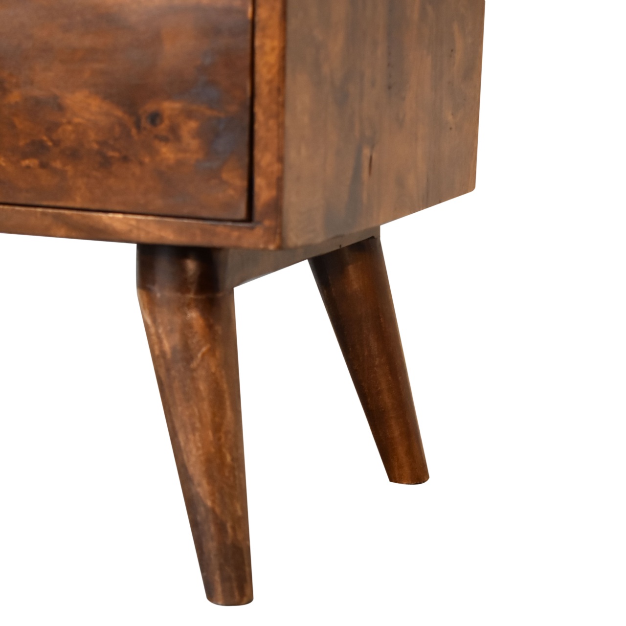 Solid Mango Wood Chestnut Finished 2 Drawers 1 Slot Classic Bedside - Image 7