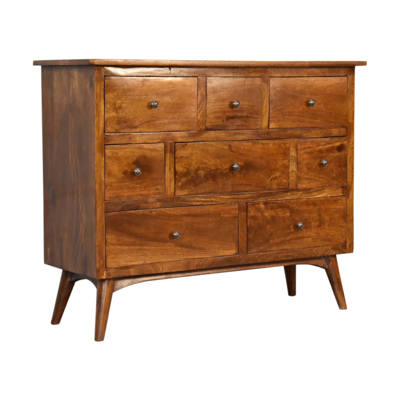 Solid Mango Wood Chestnut Finished 8 Drawer Chest of Drawers - Image 2