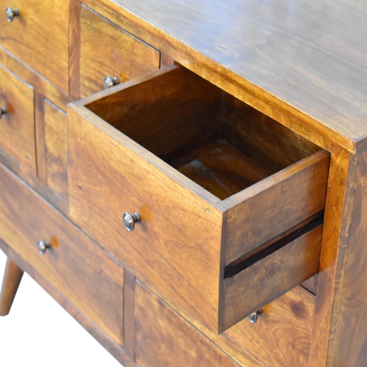 Solid Mango Wood Chestnut Finished 8 Drawer Chest of Drawers - Image 6