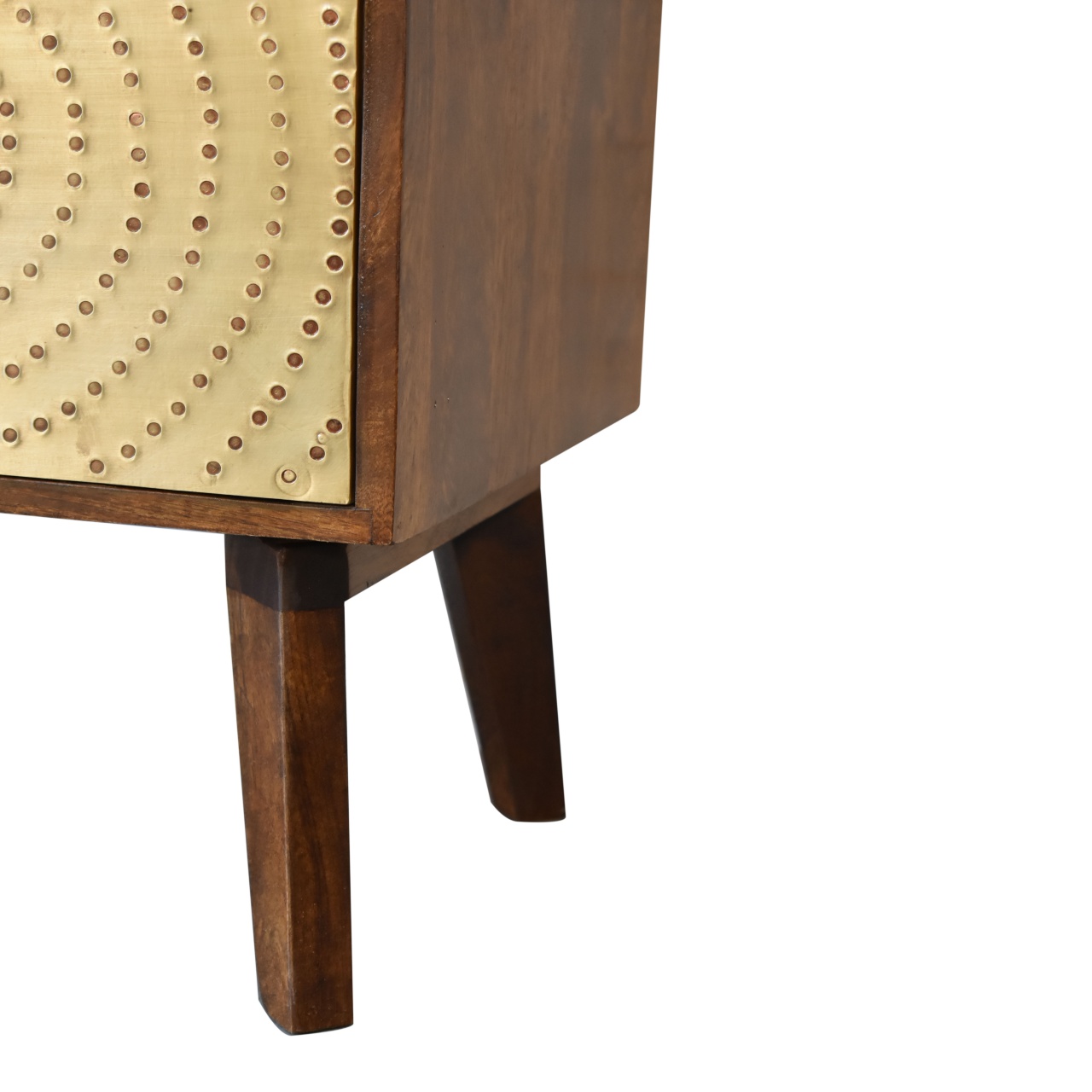 Solid Mango Wood Chestnut and Brass Finished Zen Bedside - Image 7