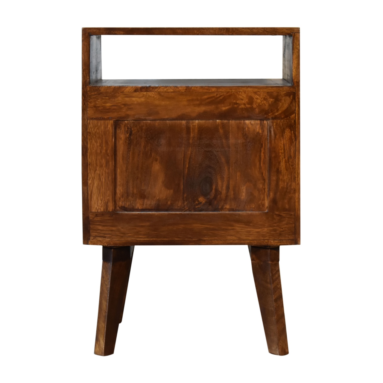 Solid Mango Wood Chestnut and Brass Finished Zen Bedside - Image 9