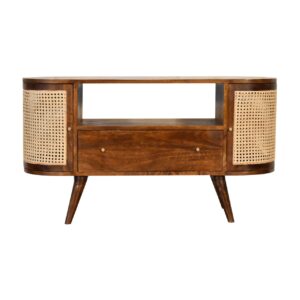 Solid Mango Wood Chestnut Finished 1 Drawer 2 Door Larissa Media Unit