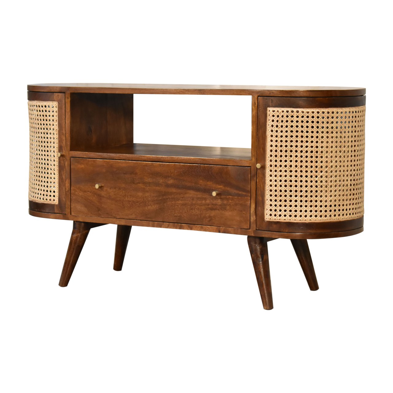 Solid Mango Wood Chestnut Finished 1 Drawer 2 Door Larissa Media Unit - Image 2