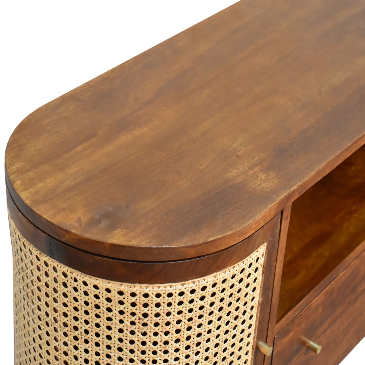 Solid Mango Wood Chestnut Finished 1 Drawer 2 Door Larissa Media Unit - Image 5