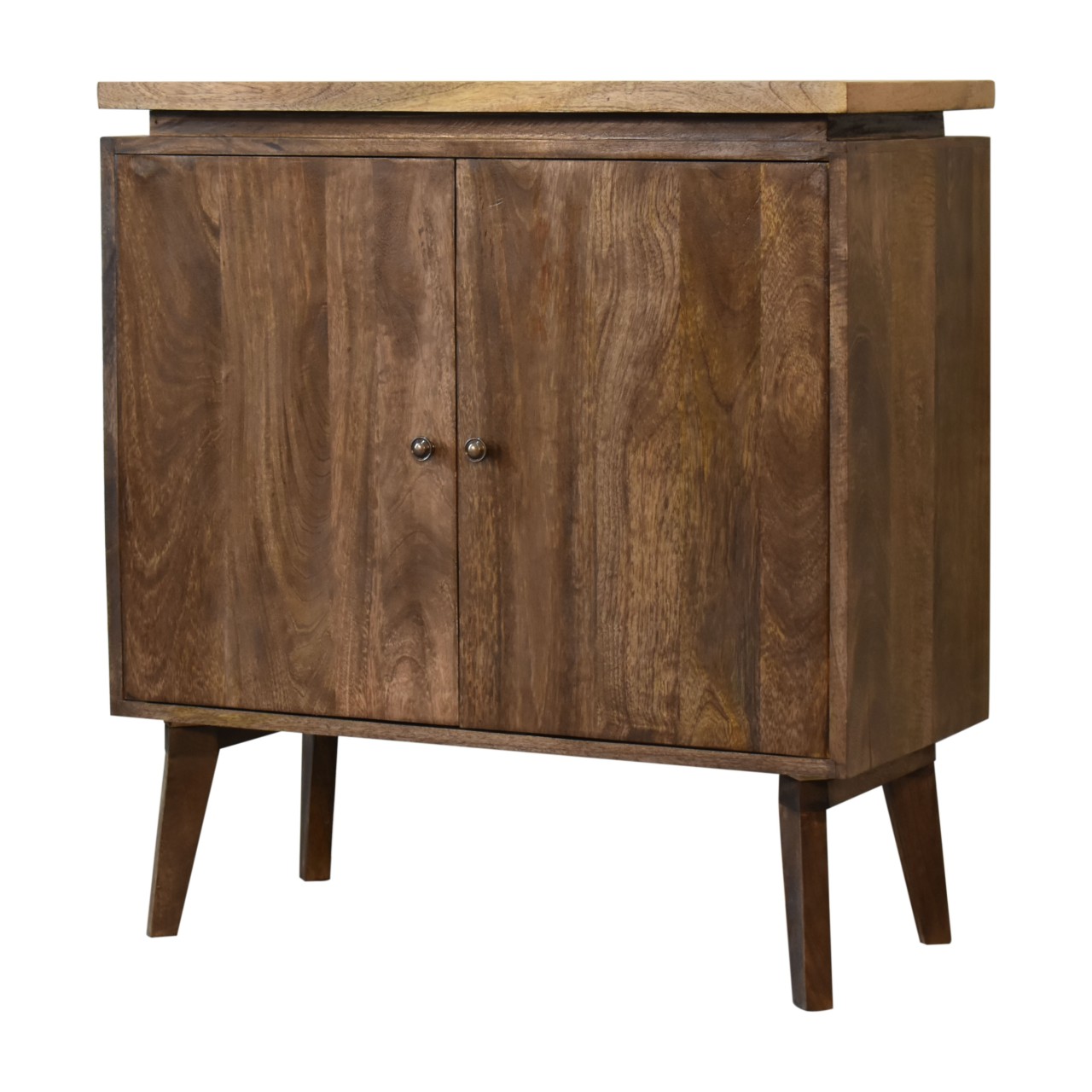 Solid Mango Wood Grey Washed 2 Door Platform Cabinet - Image 2