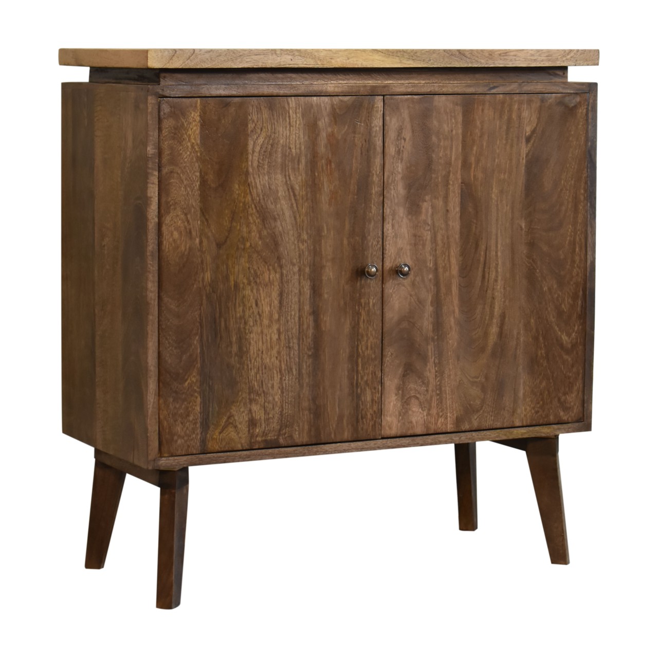 Solid Mango Wood Grey Washed 2 Door Platform Cabinet - Image 3