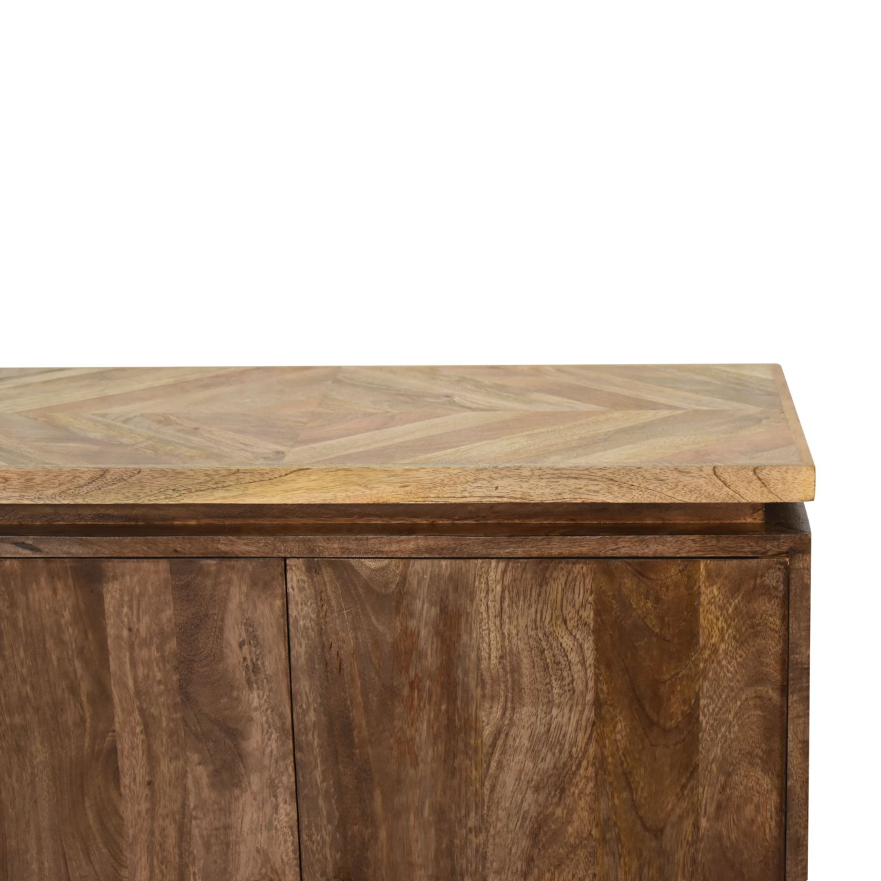 Solid Mango Wood Grey Washed 2 Door Platform Cabinet - Image 4