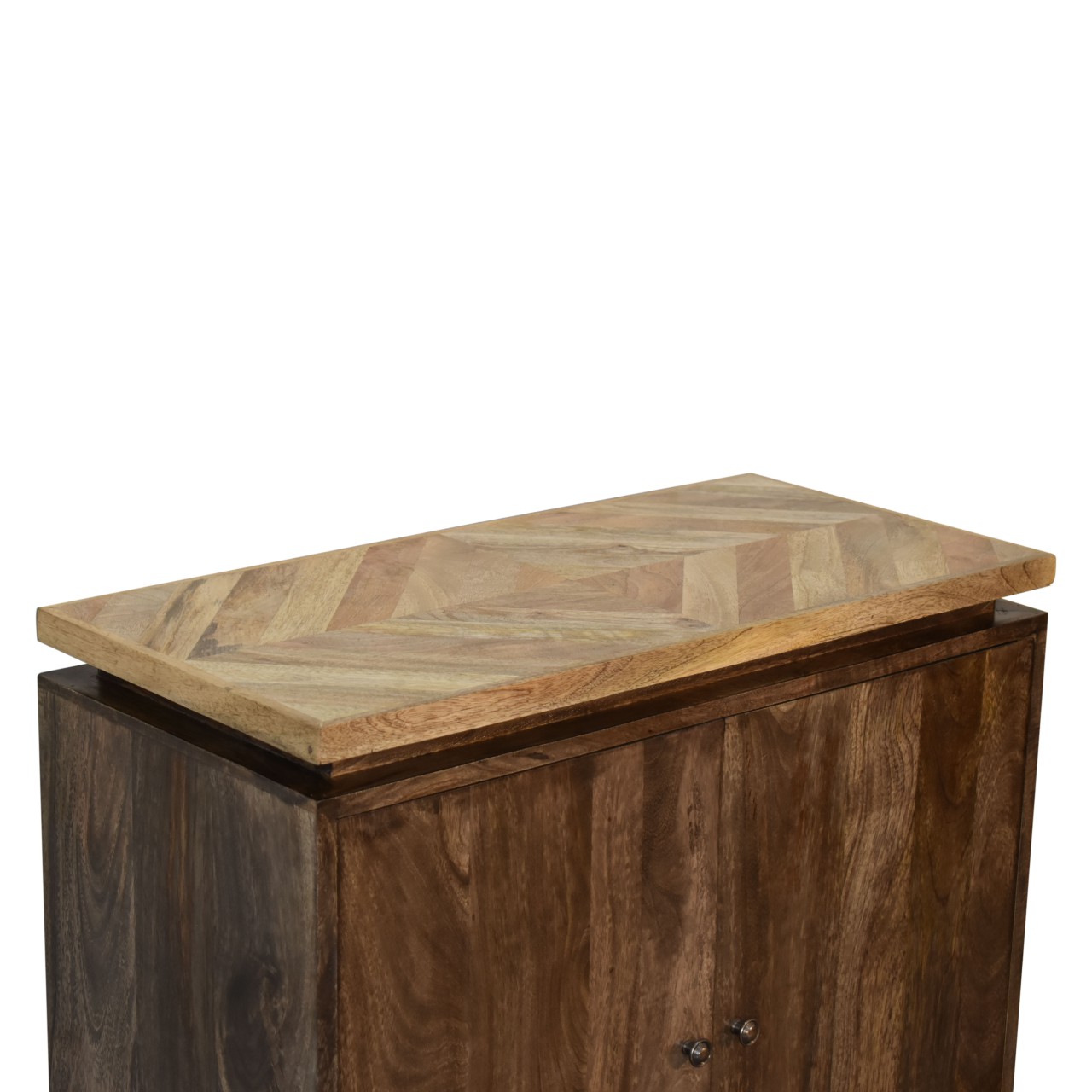 Solid Mango Wood Grey Washed 2 Door Platform Cabinet - Image 5