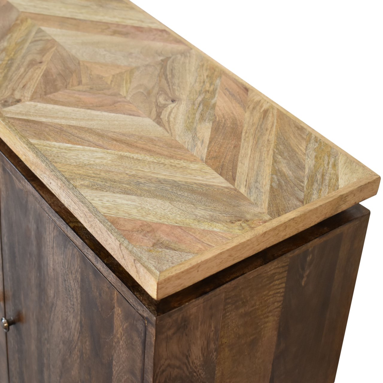 Solid Mango Wood Grey Washed 2 Door Platform Cabinet - Image 6