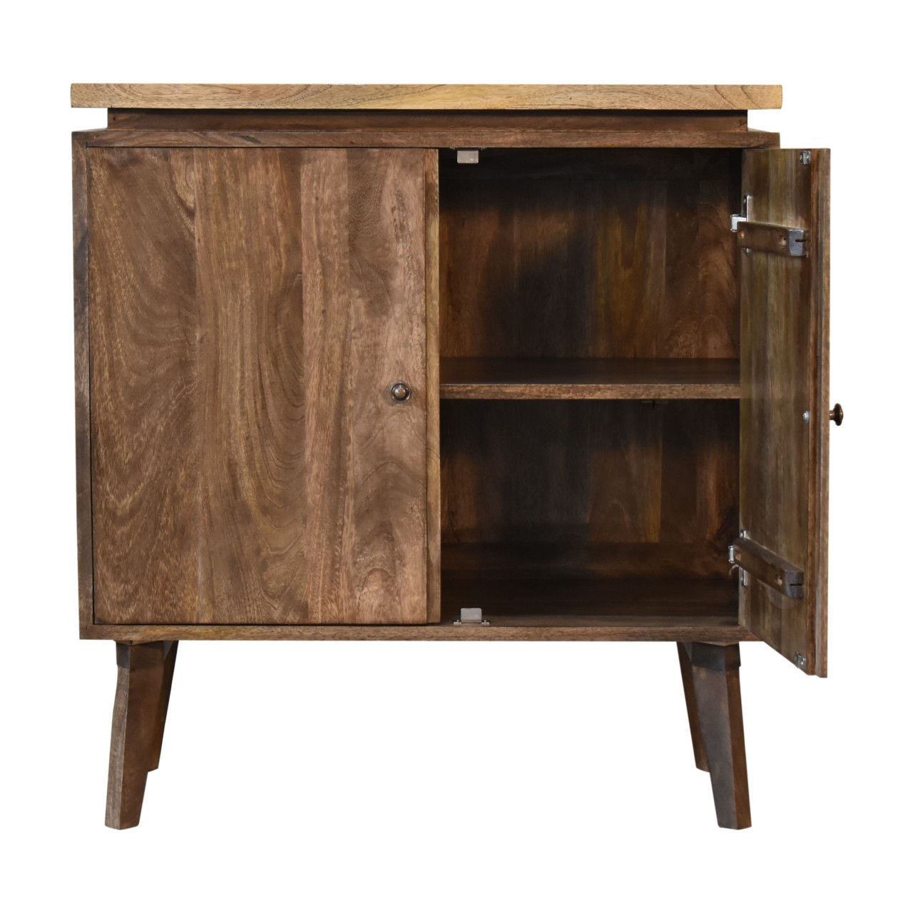 Solid Mango Wood Grey Washed 2 Door Platform Cabinet - Image 7