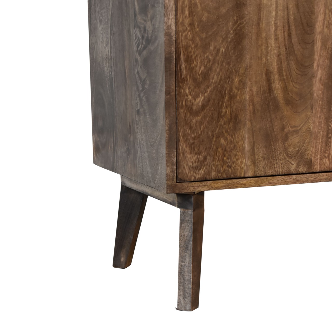 Solid Mango Wood Grey Washed 2 Door Platform Cabinet - Image 8