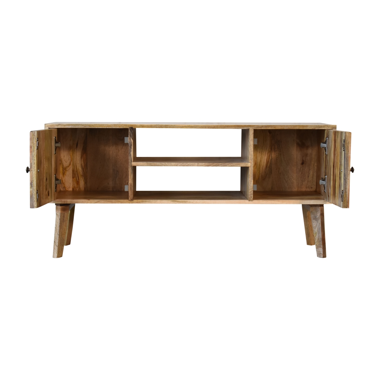 Solid Mango Wood Oak and Mixed Finished 2 Door Media Unit - Image 6