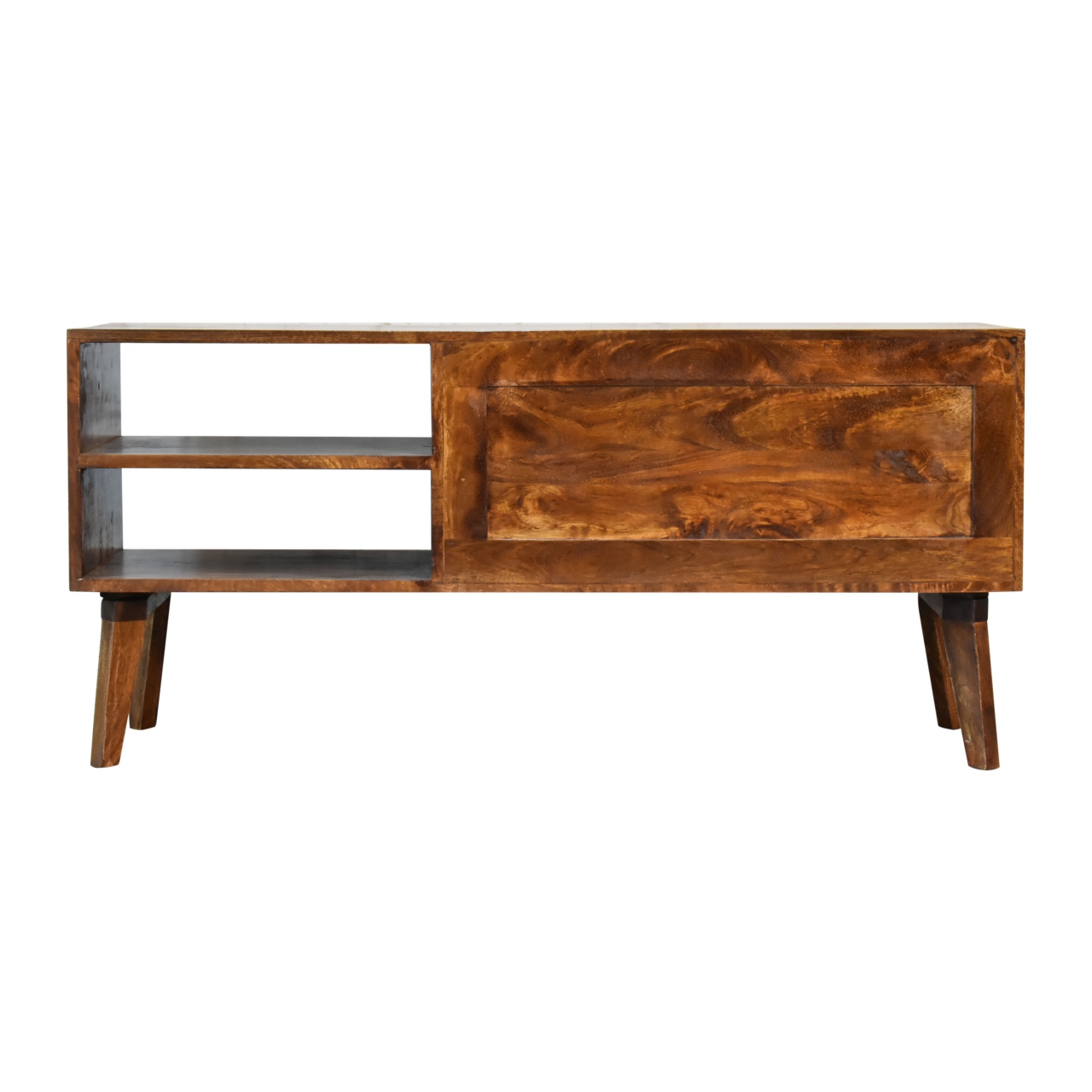 Solid Mango Wood Chestnut Finished 2 Samara Door Media Unit - Image 10