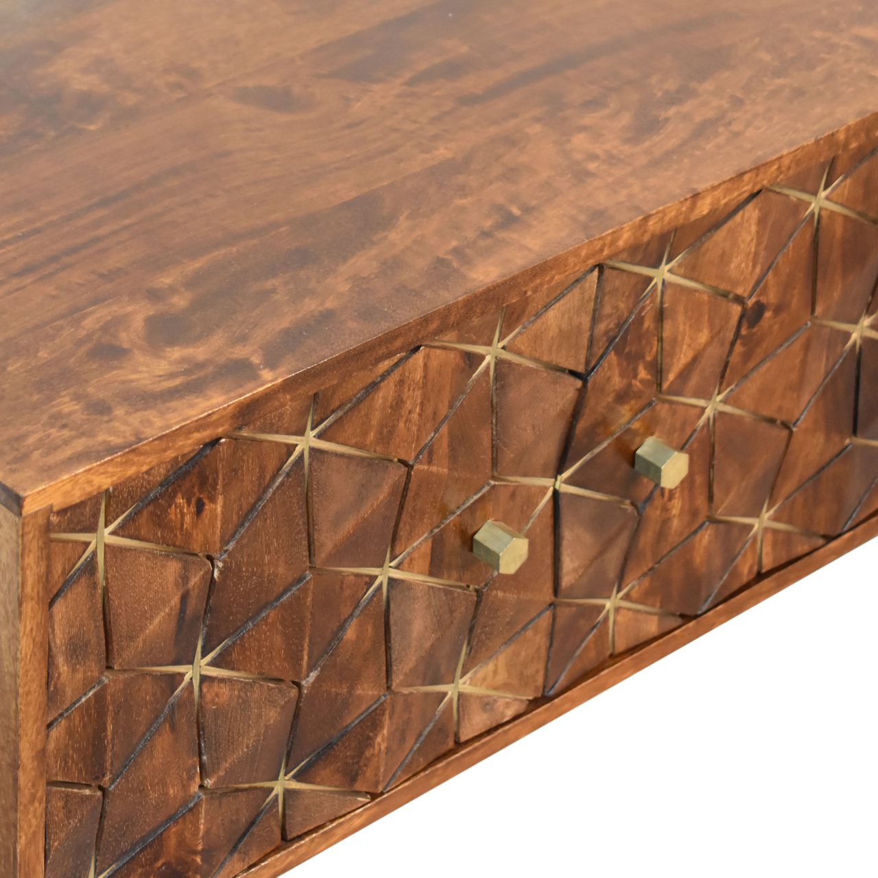 Solid Mango Wood Chestnut Finished 2 Samara Door Media Unit - Image 5