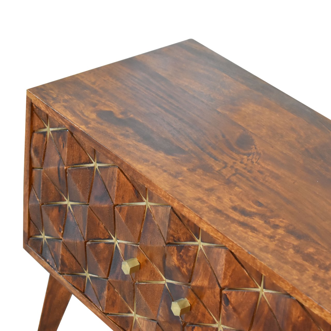 Solid Mango Wood Chestnut Finished 2 Samara Door Media Unit - Image 6