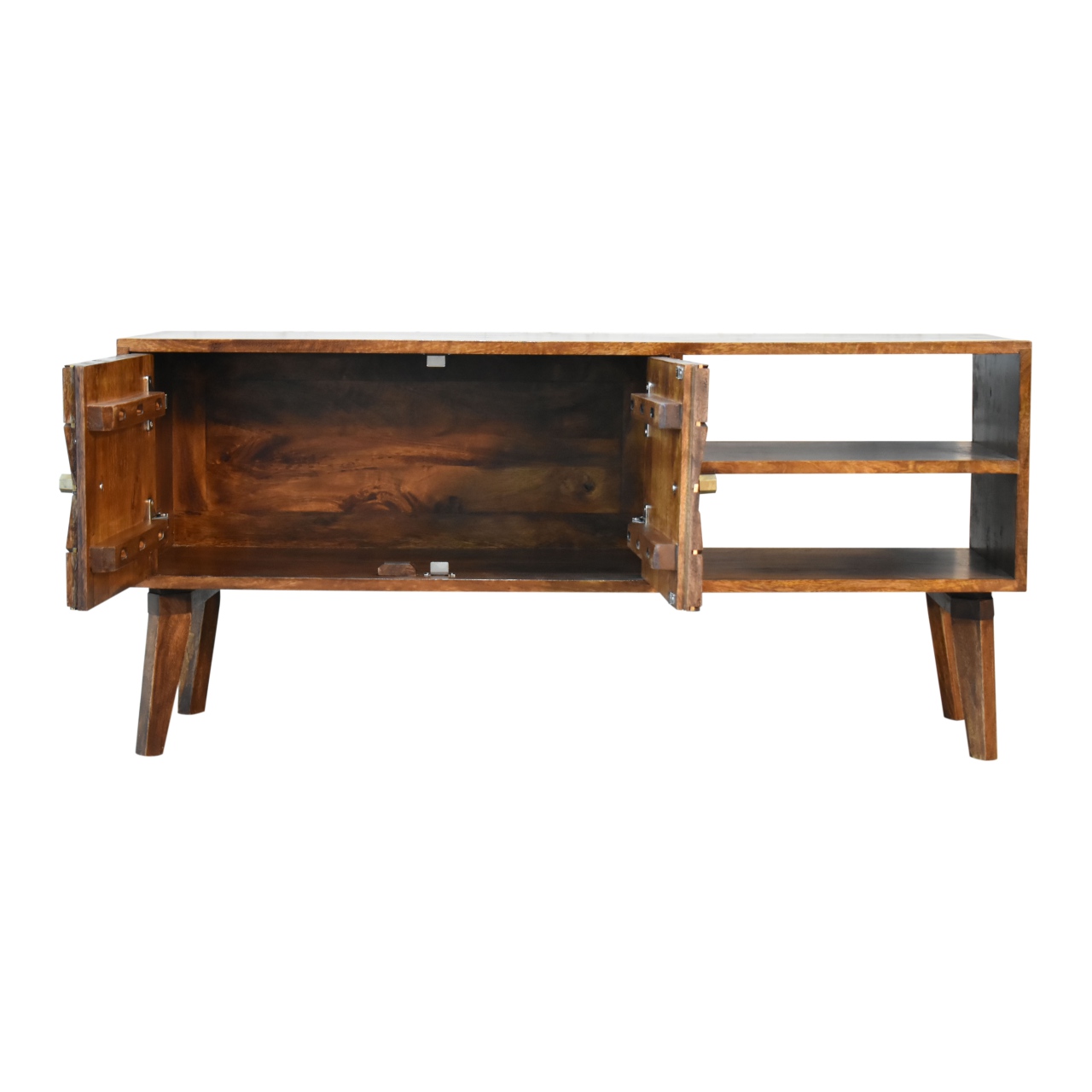 Solid Mango Wood Chestnut Finished 2 Samara Door Media Unit - Image 7