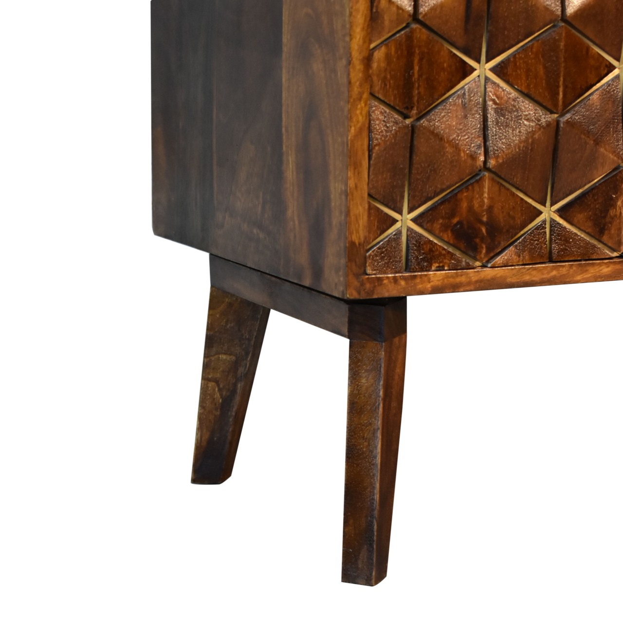 Solid Mango Wood Chestnut Finished 2 Samara Door Media Unit - Image 8