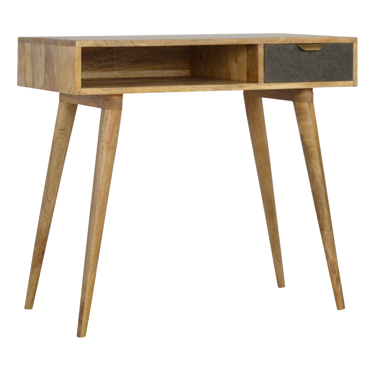 Solid Mango Wood Grey Tweed Writing Desk - Image 2