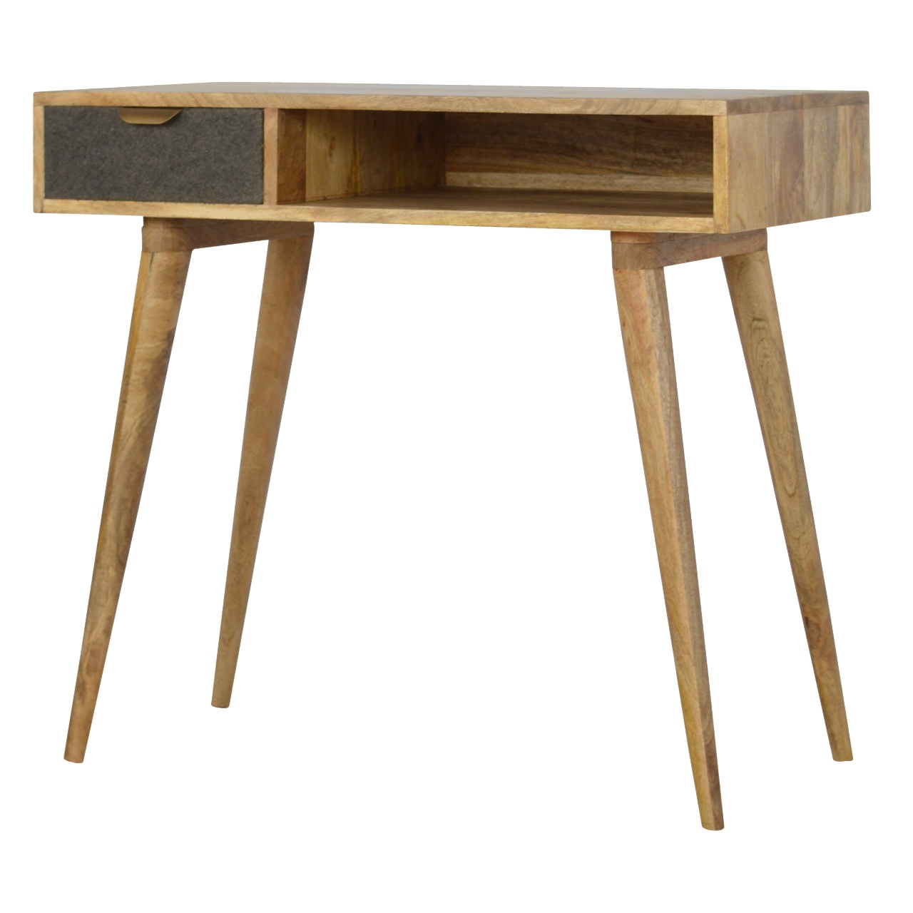 Solid Mango Wood Grey Tweed Writing Desk - Image 3