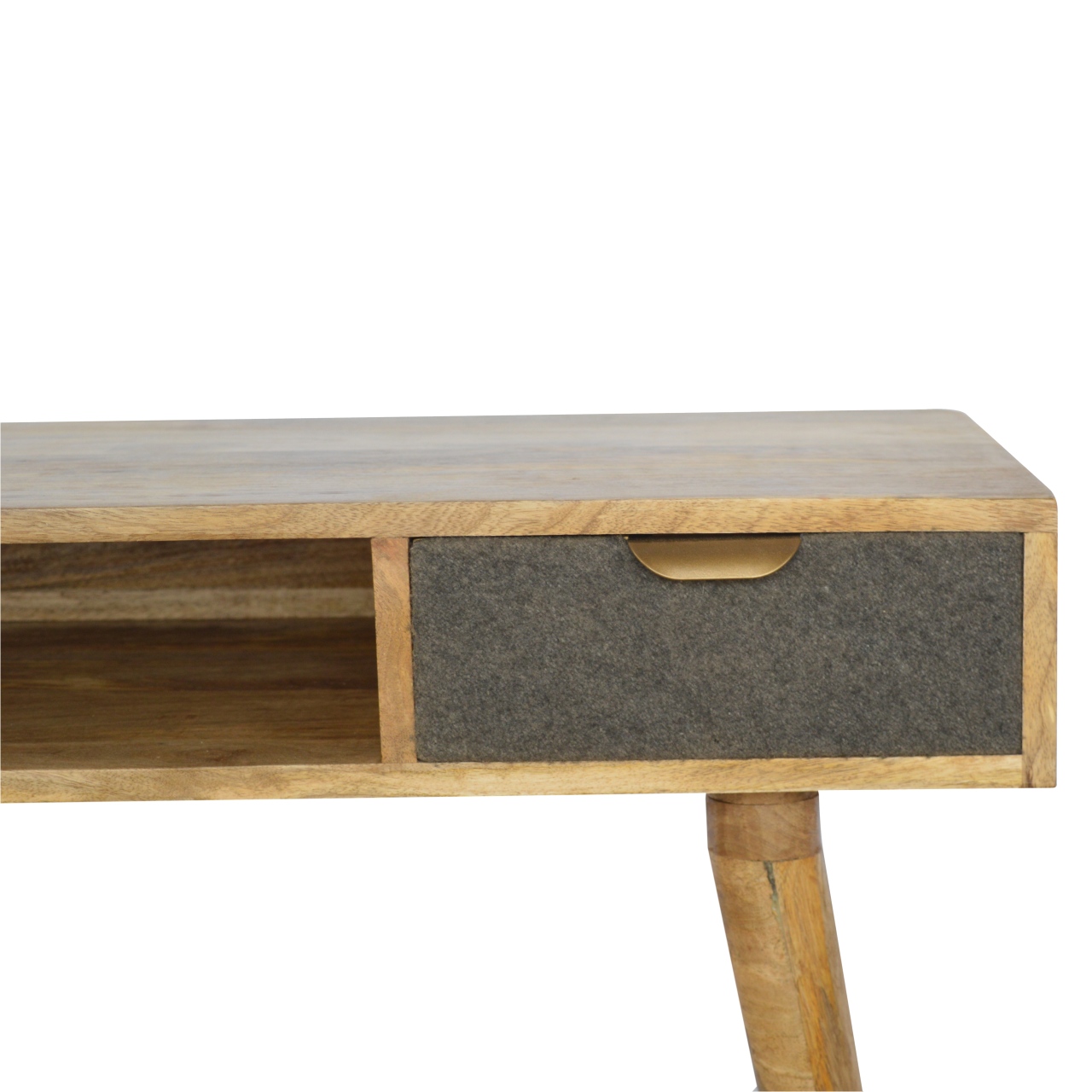 Solid Mango Wood Grey Tweed Writing Desk - Image 4