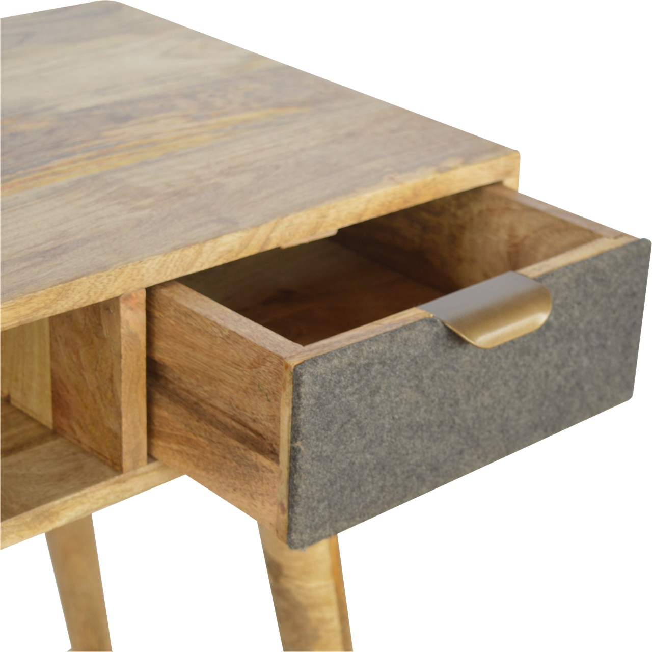 Solid Mango Wood Grey Tweed Writing Desk - Image 6