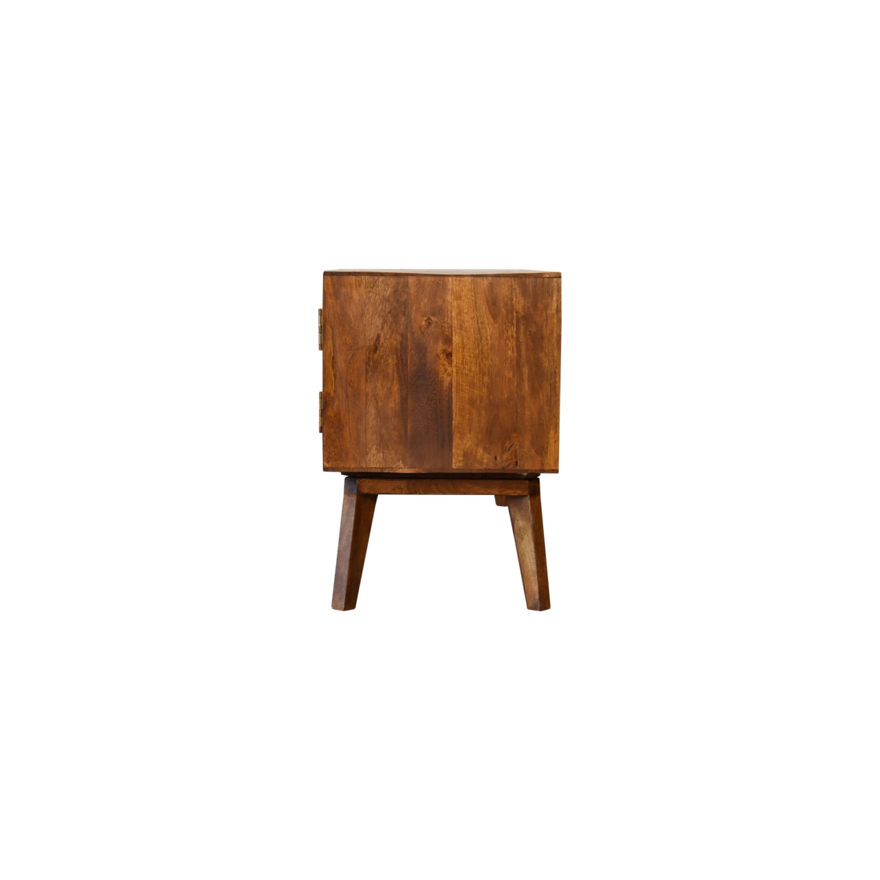 Solid Mango Wood Chestnut Finished 2 Door 2 Slot Honeycomb Patterned Media Unit - Image 8