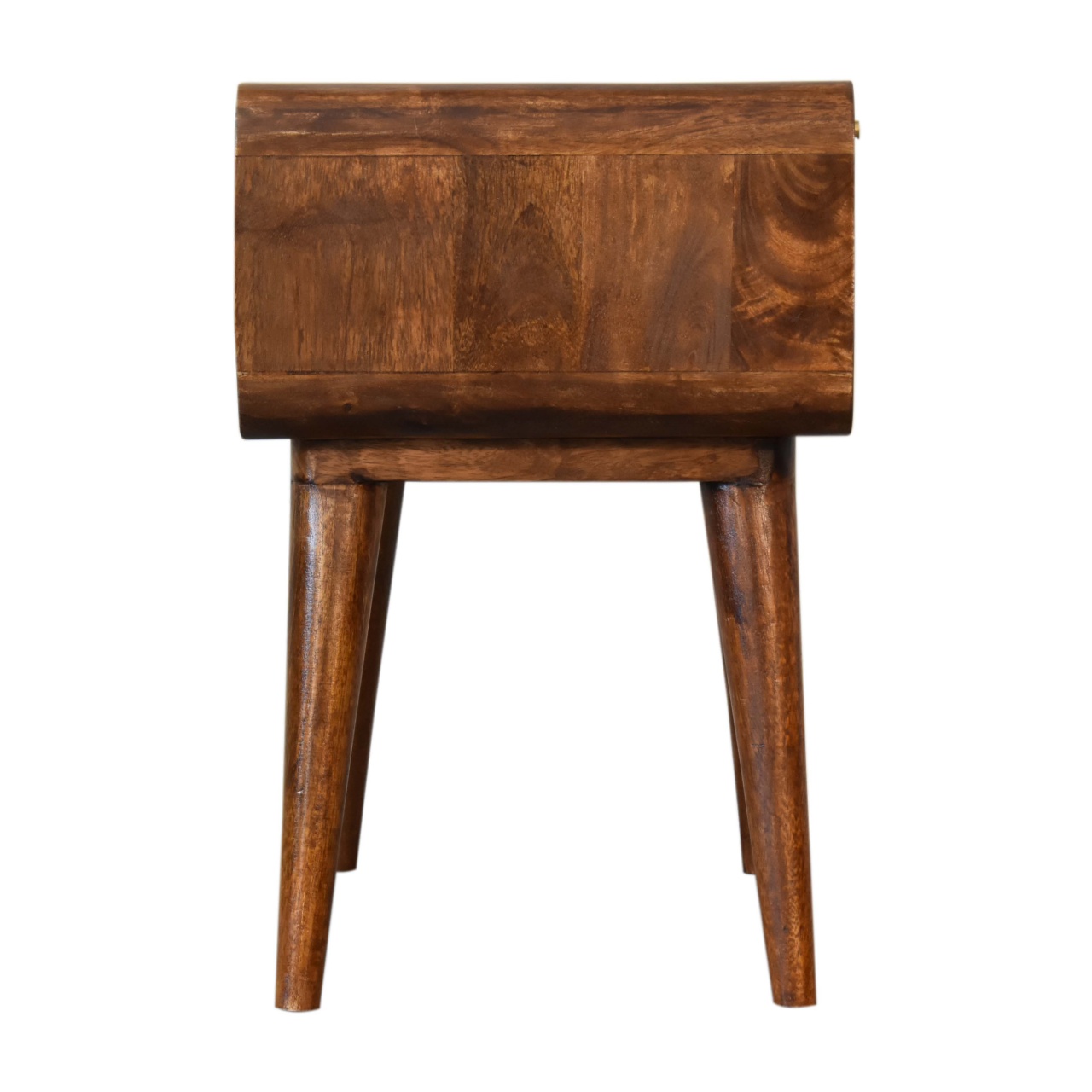 Solid Mango Wood Chestnut Finished Rattan Front 1 Drawer Bedside - Image 8