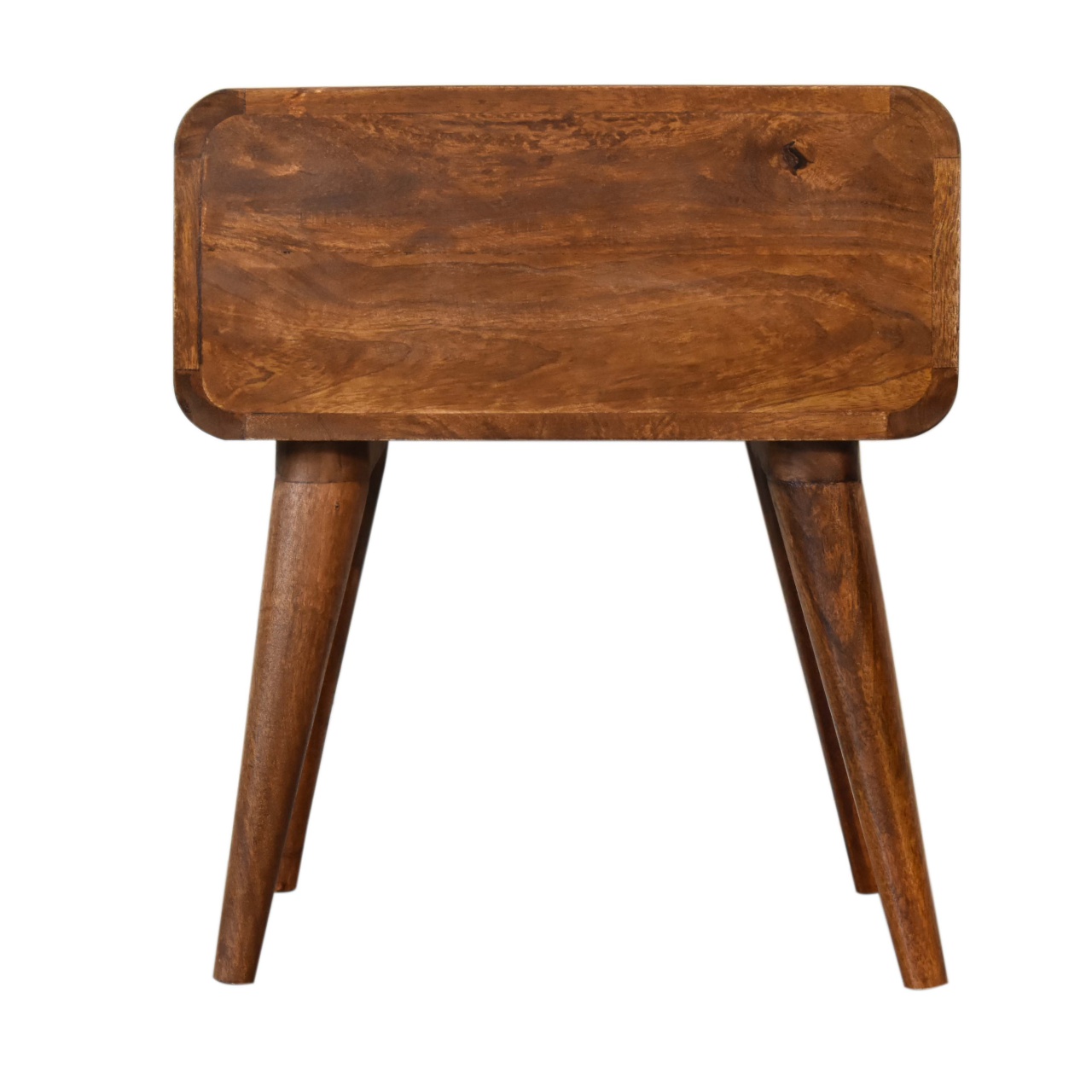Solid Mango Wood Chestnut Finished Rattan Front 1 Drawer Bedside - Image 9