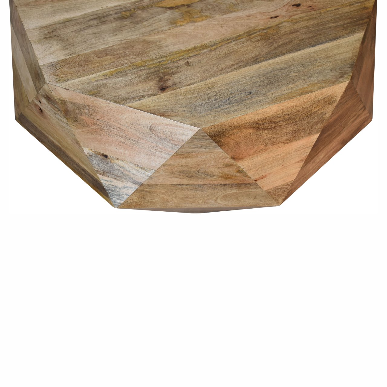 Solid Mango Wood Oak Finished Geometrical Shaped Solid Wood Coffee Table - Image 4