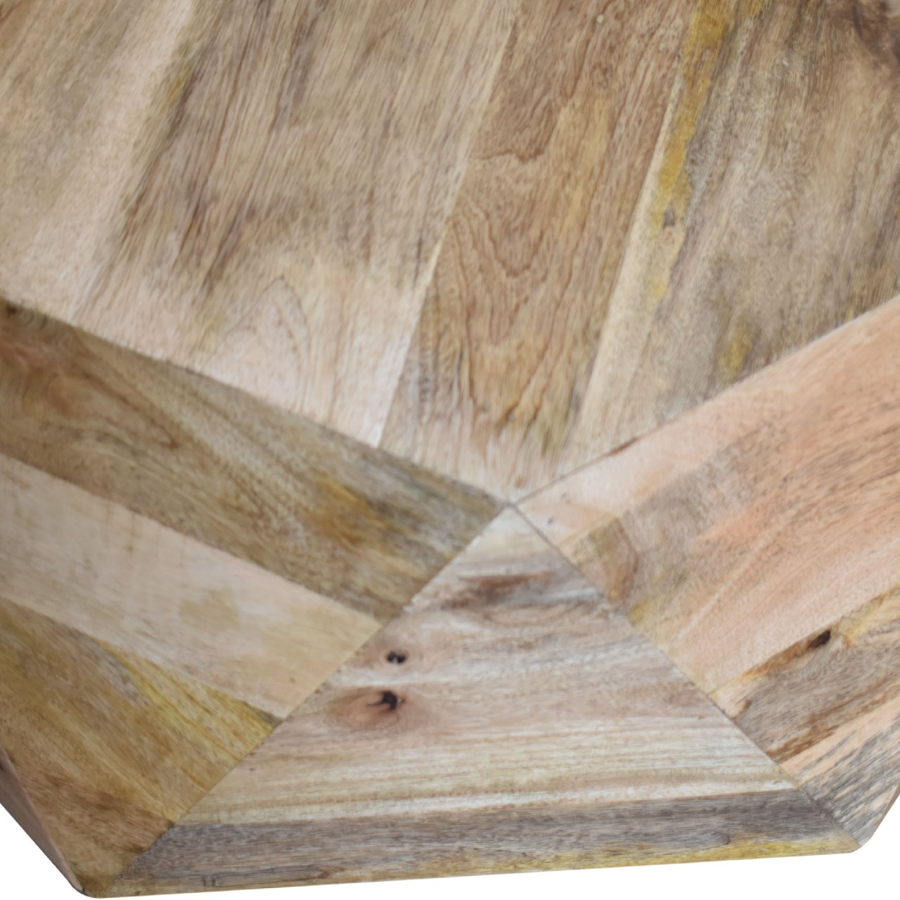 Solid Mango Wood Oak Finished Geometrical Shaped Solid Wood Coffee Table - Image 5