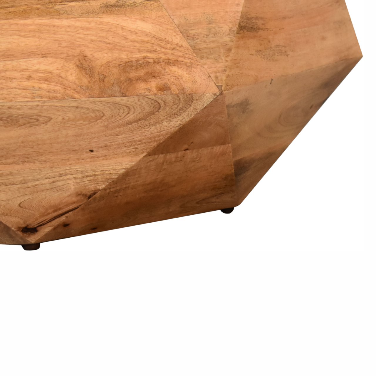 Solid Mango Wood Oak Finished Geometrical Shaped Solid Wood Coffee Table - Image 7