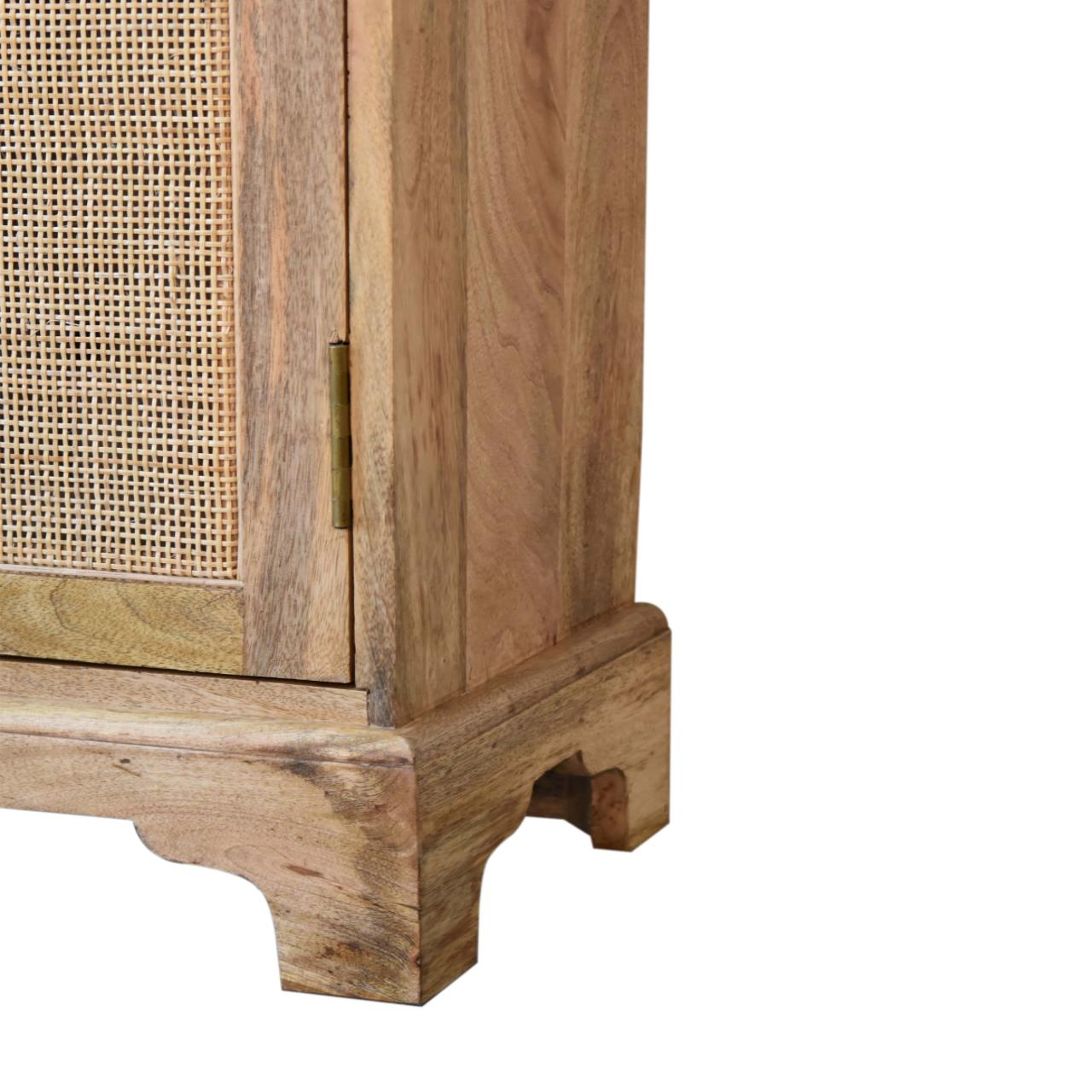 Solid Mango Wood Oak Finished 2 Woven Doors Lounge Cabinet - Image 6