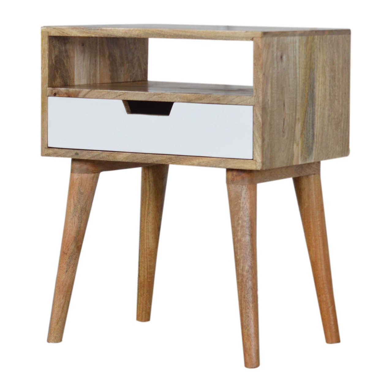 Solid Mango Wood Two Tone Scandinavian Style 1 Drawer Cabinet - Image 2