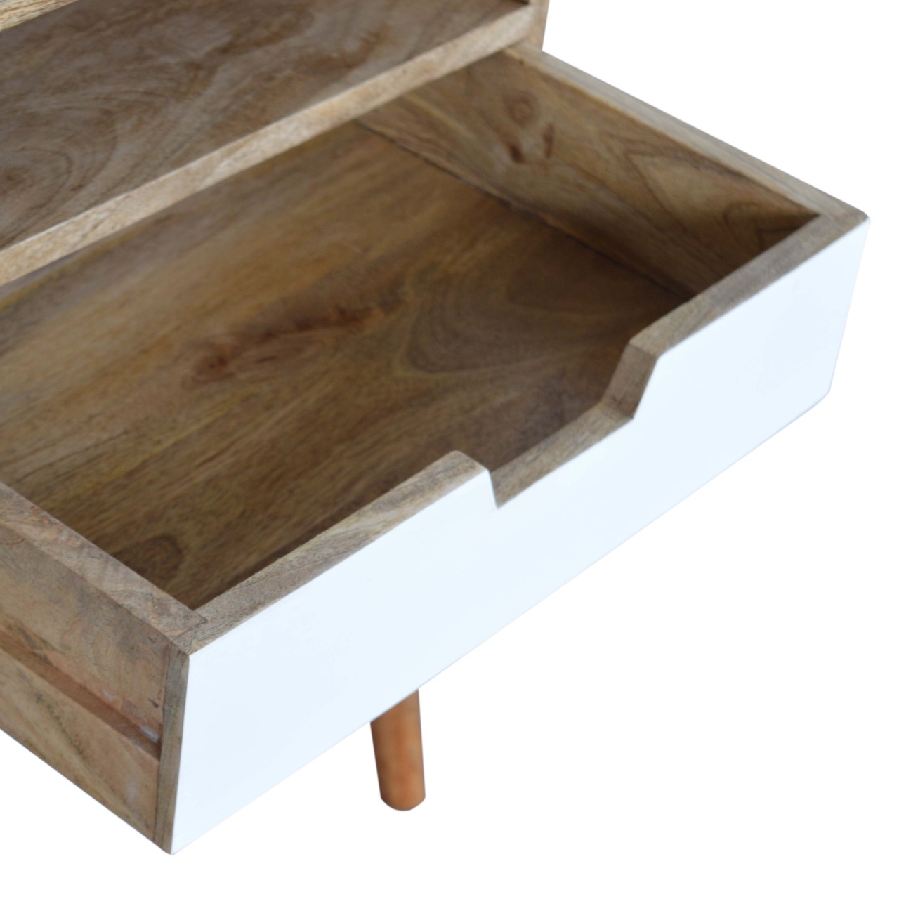 Solid Mango Wood Two Tone Scandinavian Style 1 Drawer Cabinet - Image 5