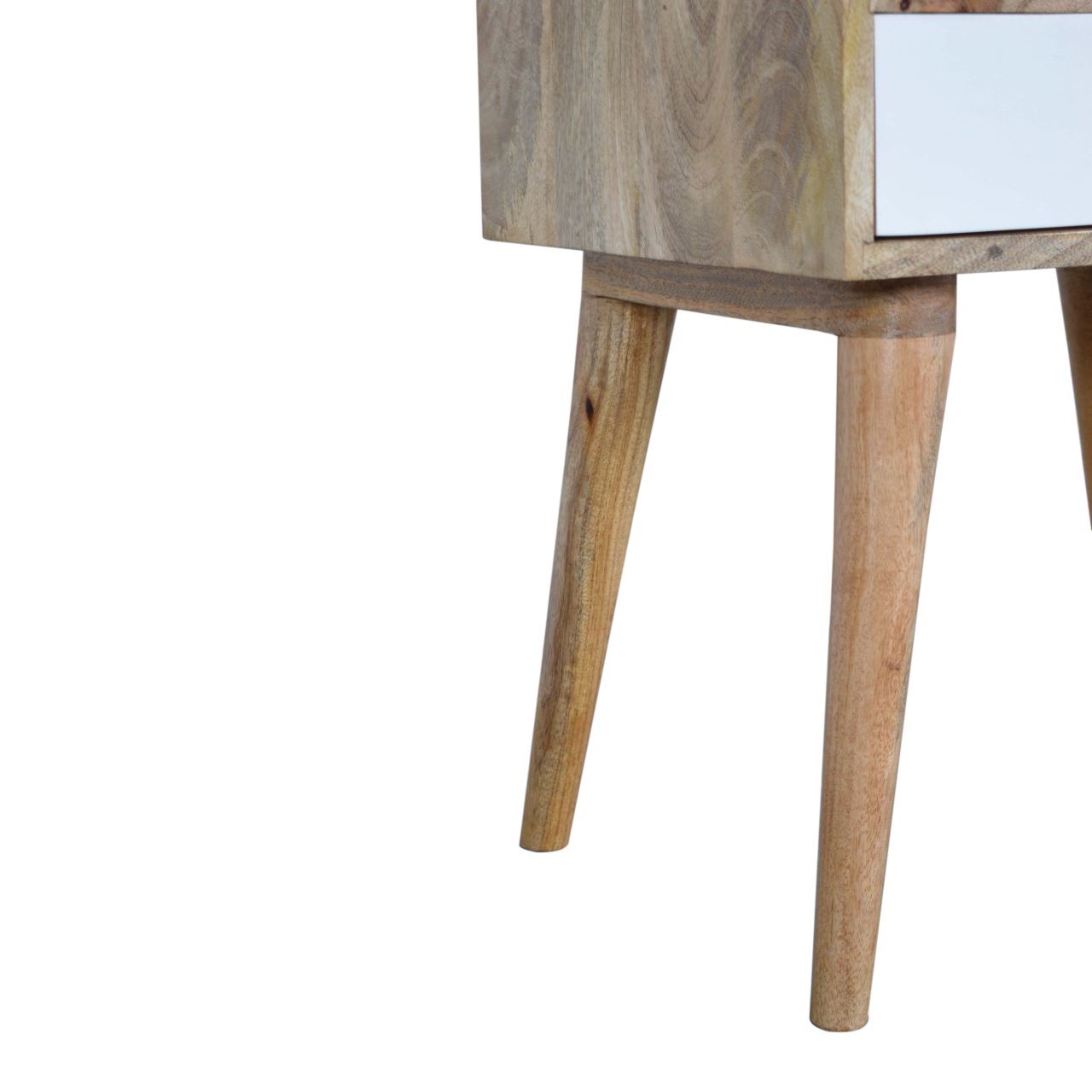 Solid Mango Wood Two Tone Scandinavian Style 1 Drawer Cabinet - Image 6
